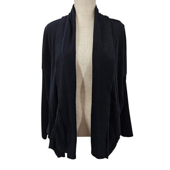Eskandar Pima Cotton Open Front Cardigan Black Women's S Relaxed Minimalist - Picture 1 of 12